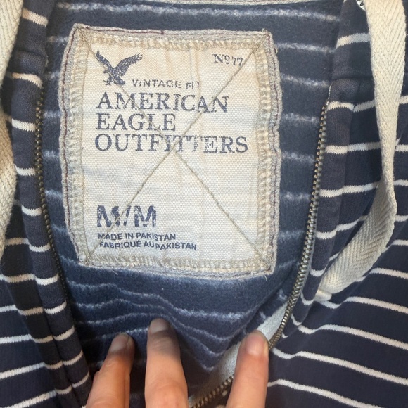 Amercian Eagle Outfitters Full Zip Hoodie Womens Size Medium Striped Vintage Fit - Picture 3 of 8